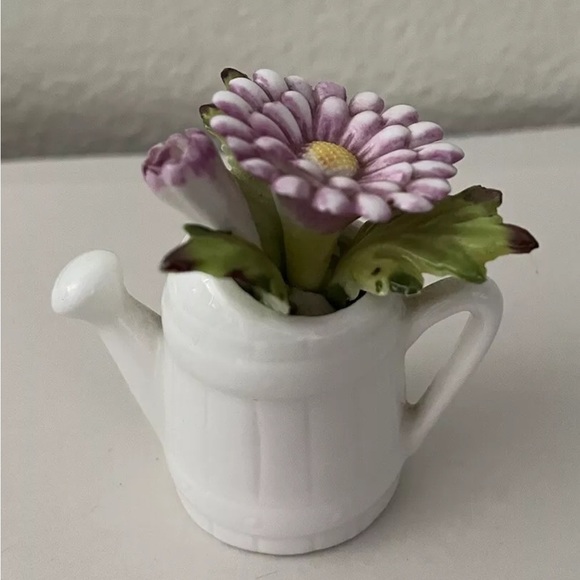 Napcoware Vintage Bone China Watering Can With Flowers - Picture 1 of 4